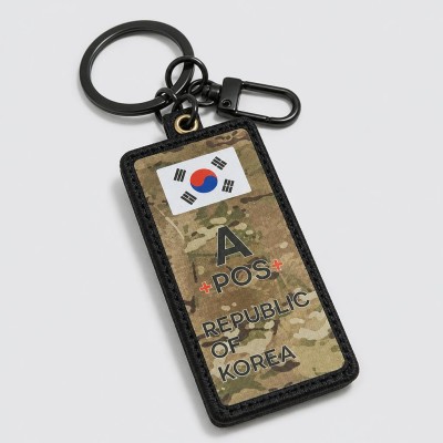 쿠닌 밀리터리 태극기 혈액형 메탈 카라비너 패치 키링
